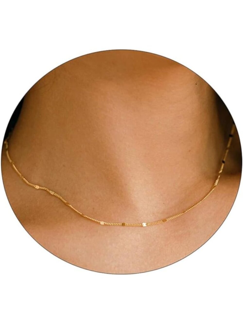 14K Gold/Silver Plated Choker Necklace with Shining Dots & Sparkling Beads